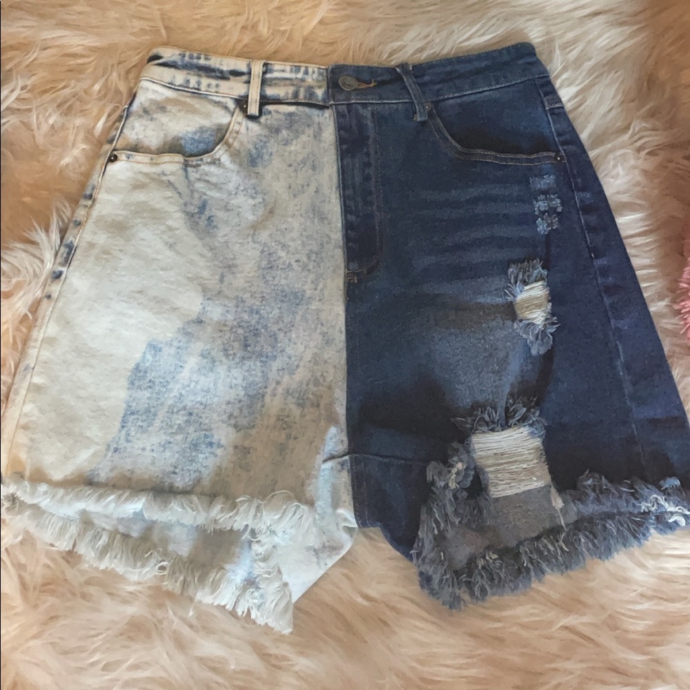 2 Tone Denim Shorts New